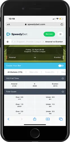 SpeedyBet aplicación móvil